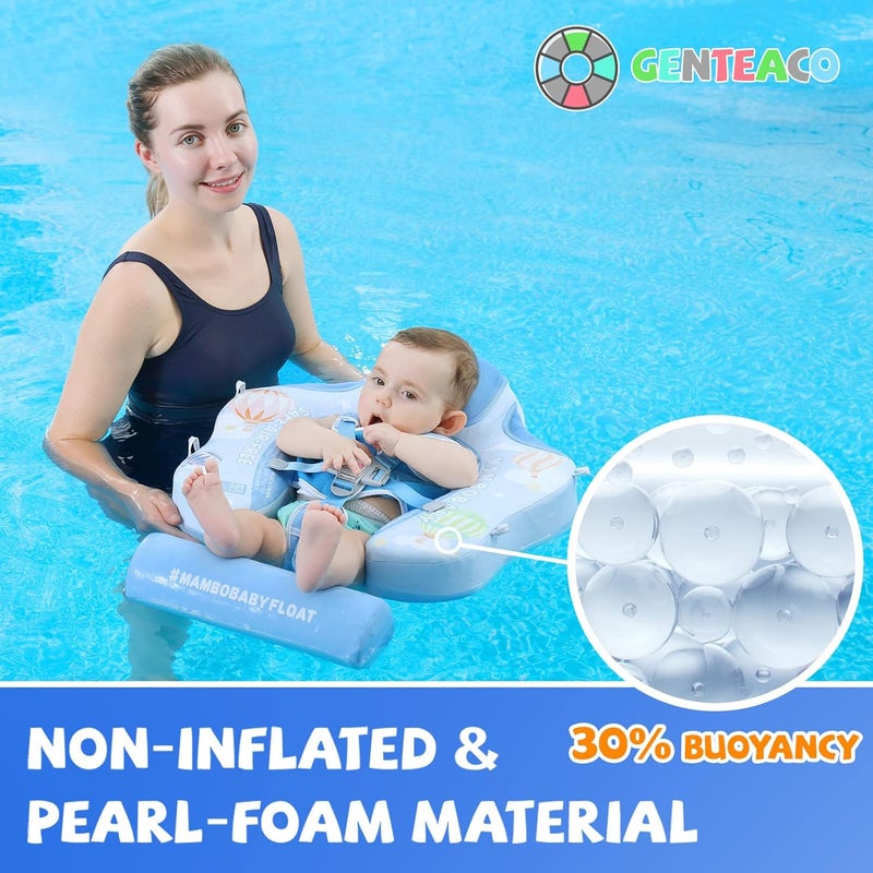 GENTEACO Mambobaby Baby Swim Float with Canopy Non-Inflatable Infant Pool Float with Tail 3-24 Months Avoid Flip Solid Skin-Friendly Material for Toddler Boys Girls - Image 2